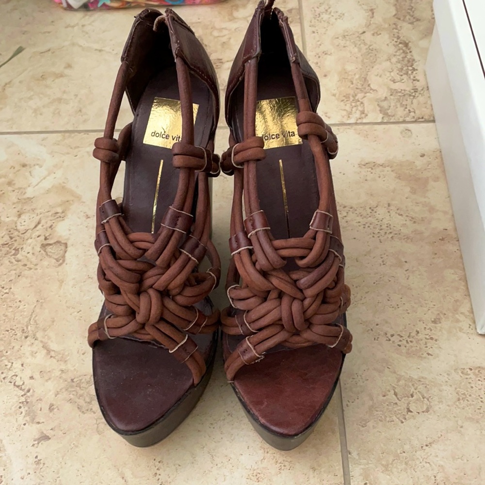 Dolce vita brown wedge sandal - leather - with tags